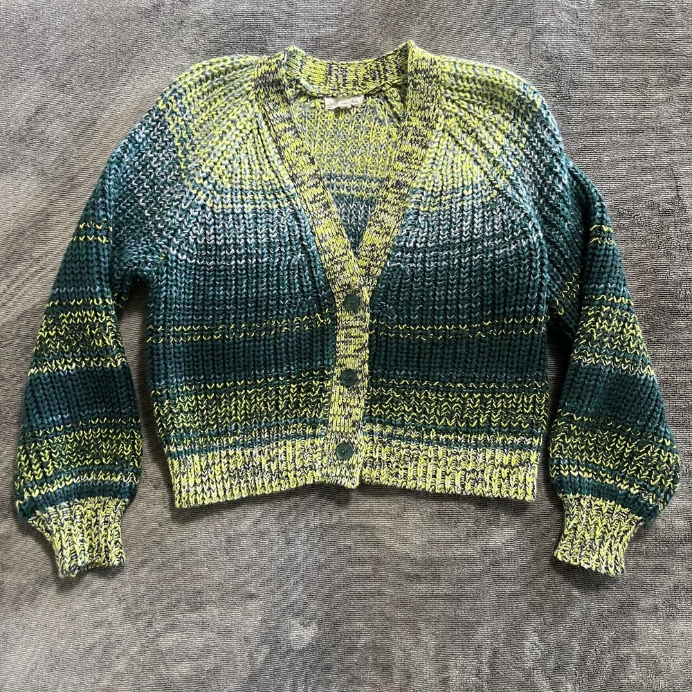 Adyson Parker Women's Multi Colorful Cardigan V neck Chunky Sweater Small